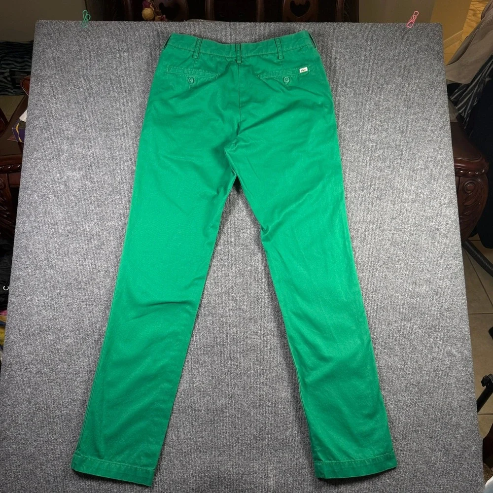 Lacoste Chino Pants Mens 32 Green Regular Fit Cotton Twill Straight Leg Trousers